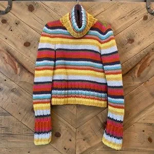 トップス vintage - rainbow turtle neck Rainbow Stripe Turtleneck Sweater Free Shipping - The